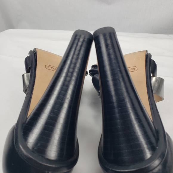 **COACH** BLACK HEELS Python Embossed Mirrored Leather  8 - Picture 10 of 12